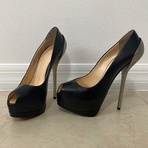 Giuseppe Zanotti Leather Black Silver Platform Pump Heels EU 38.5